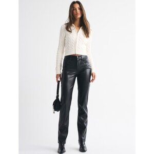 Abercrombie & Fitch The '90s Straight Ultra High Rise Vegan Leather Pants Curvy